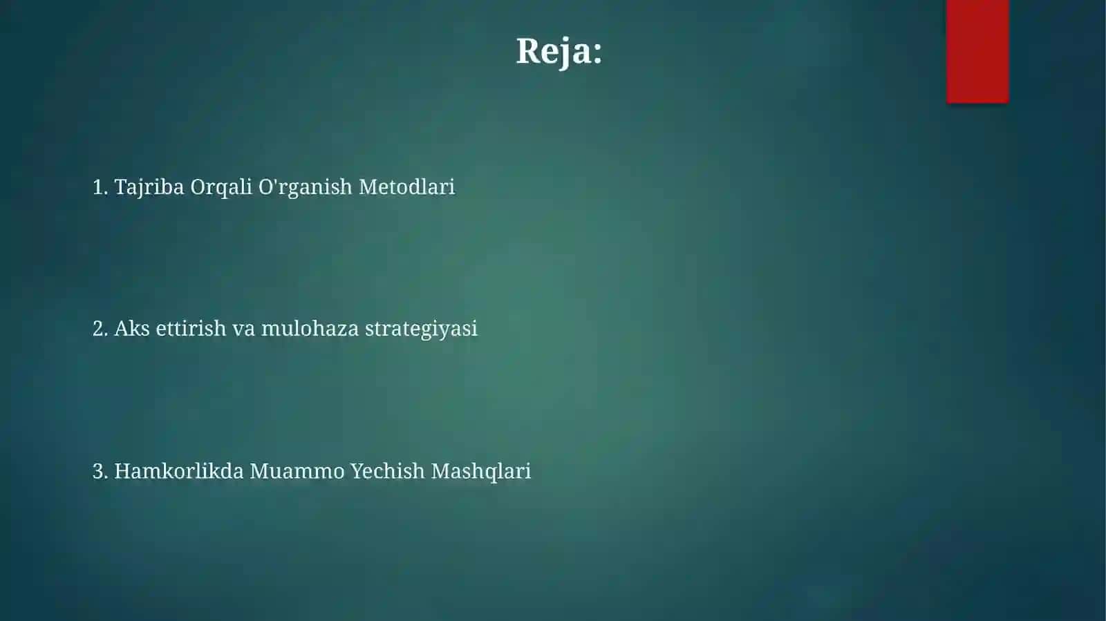 Jamoa rivojlanishida tarbiya usullari 2