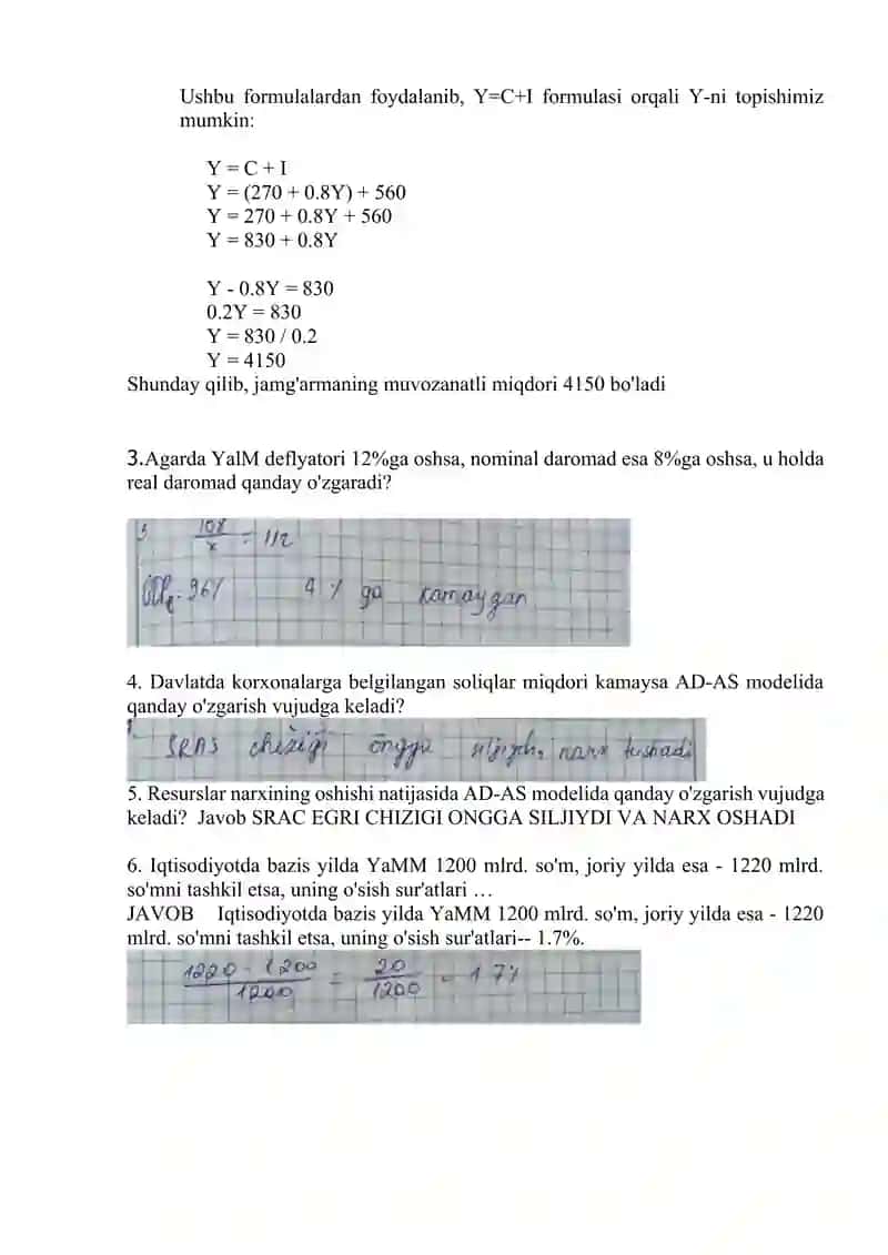 Makroiqtisodiyot masalalar javobi 2