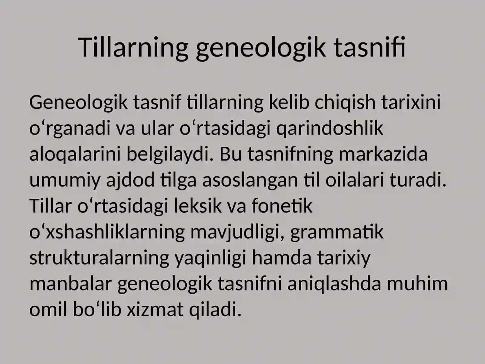Dunyo tillarining tasnifi 2
