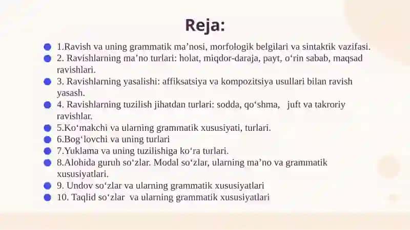 Ravishso‘zturkumi, uningleksik-grammatikxususiyatlari 2