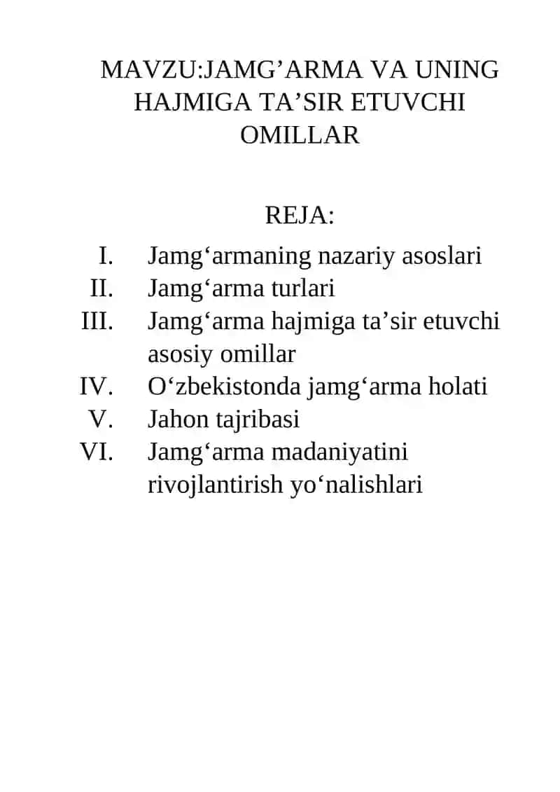JAMG’ARMA VA UNING HAJMIGA TA’SIR ETUVCHI OMILLAR 2