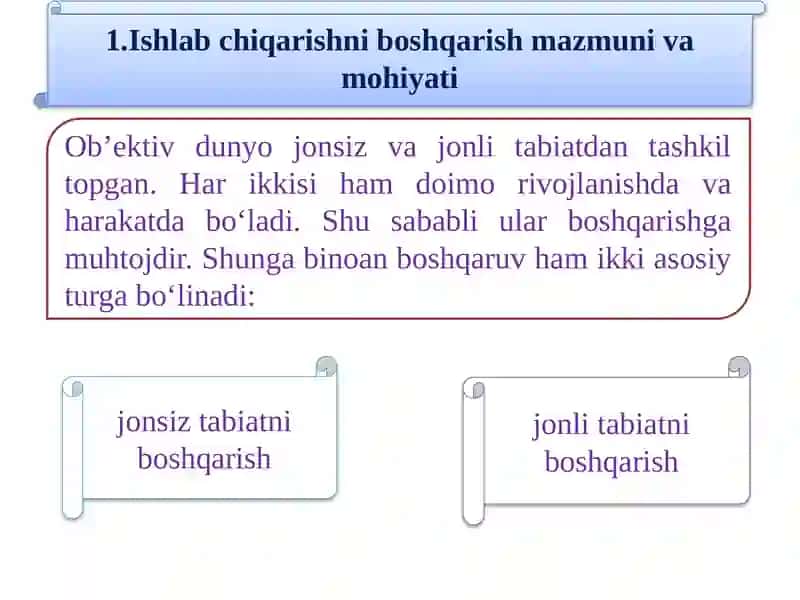 ISHLAB CHIQARISHNI BOSHQARISH 2