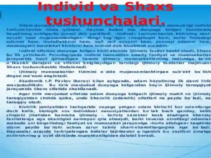 Individlik va shaxsiy rivoyat 2