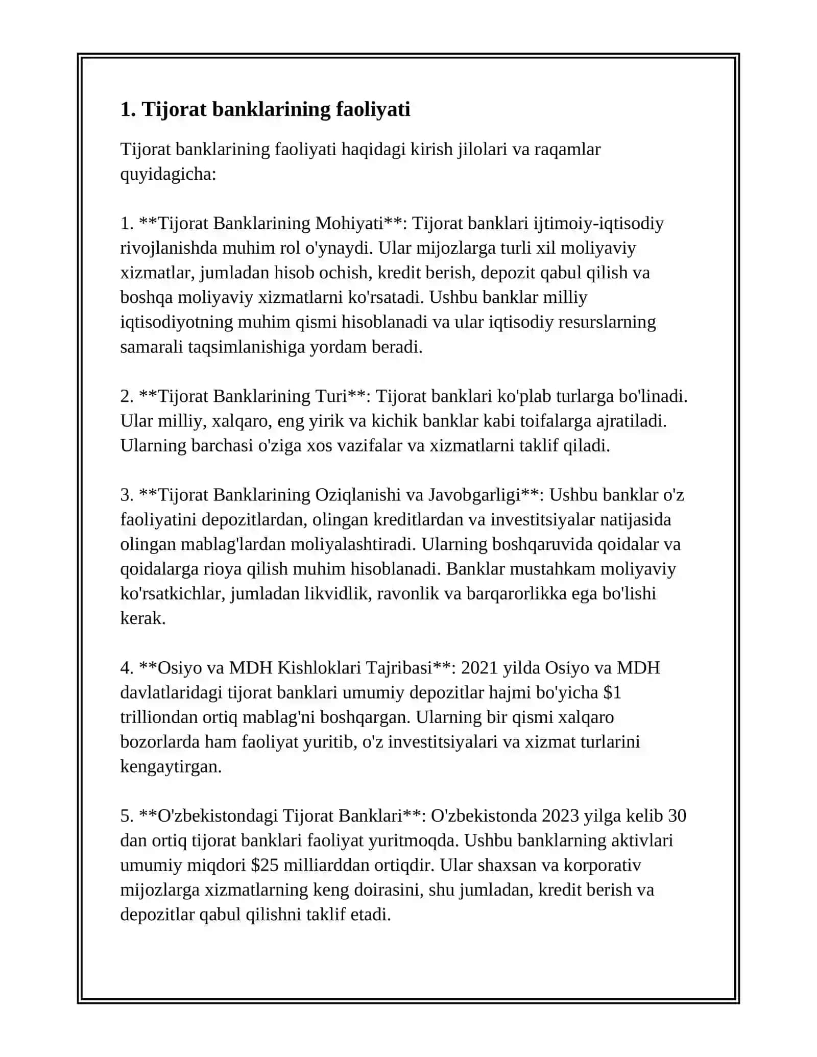 TIJORAT BANKLARNING OPERATSIYALARI 2