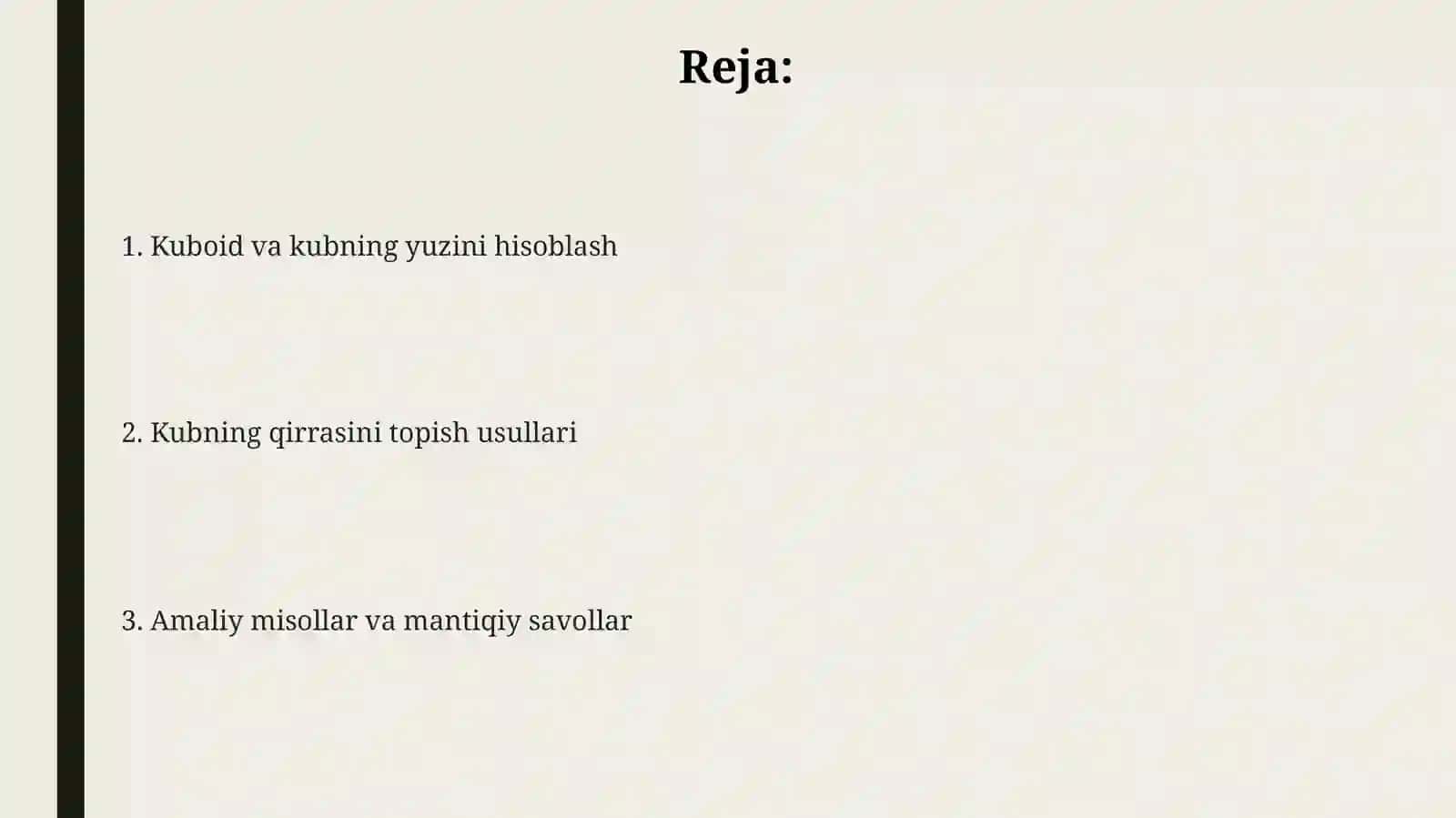 Kuboid va kubning bir yog'i yuzini topish 2