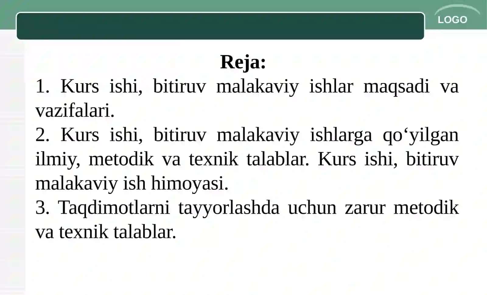 Kurs ishi, bitiruv malakaviy ishni yozish tartibi 2