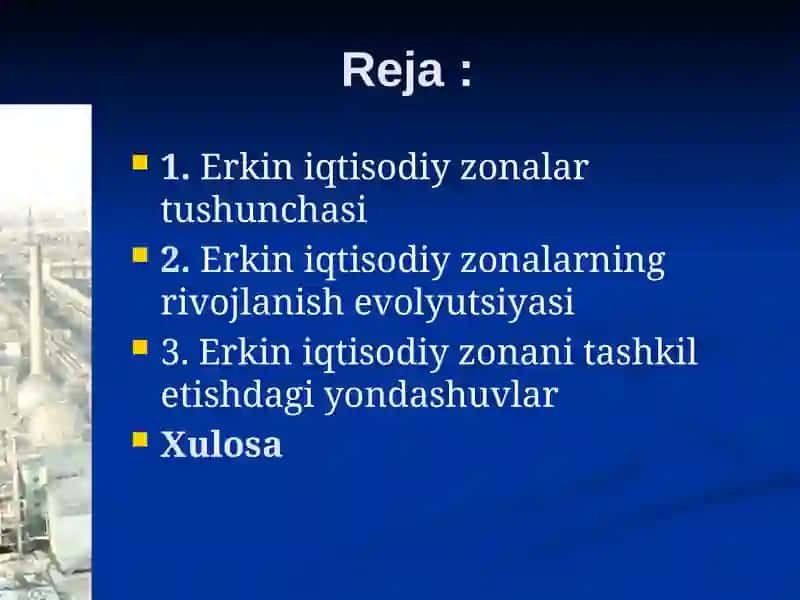 Erkin iqtisodiy zonalar tushunchasi 2