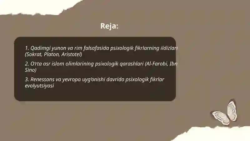 Psixologik fikrlarning rivojlanishi tarixi 2