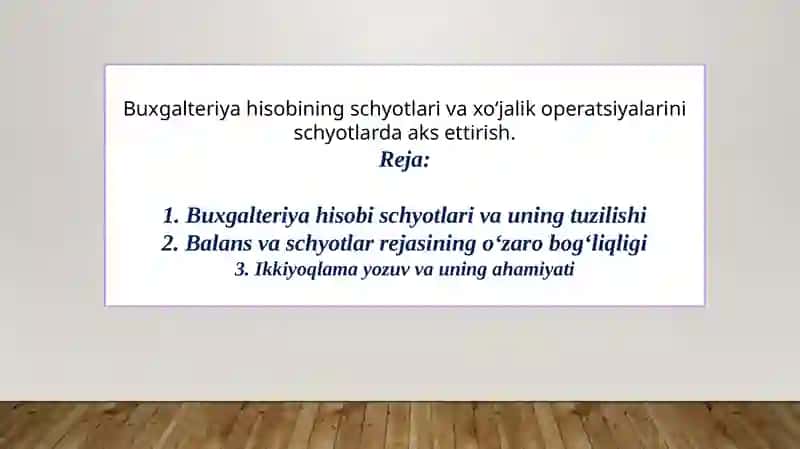 Buxgalteriya hisobi sсhёtlari va uning tuzilishi 2