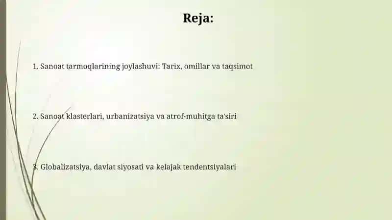 Sanoat Tarmoqlarini Joylashtirish 2