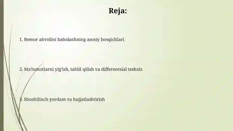 Bemorning holatiga baho berish 2
