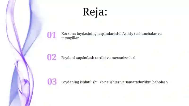 Korxona foydasining taqsimlanishi va ishlatilishi 2