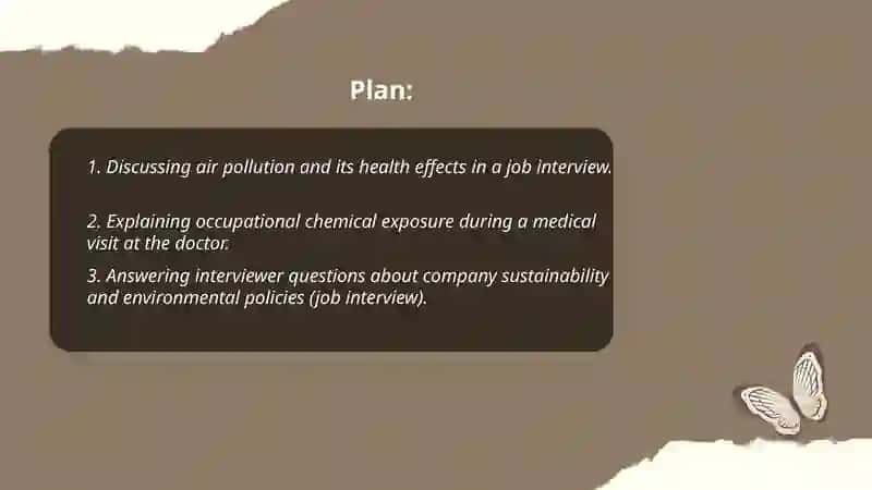 Environmental Problems( Job interview, at the doctor) 2