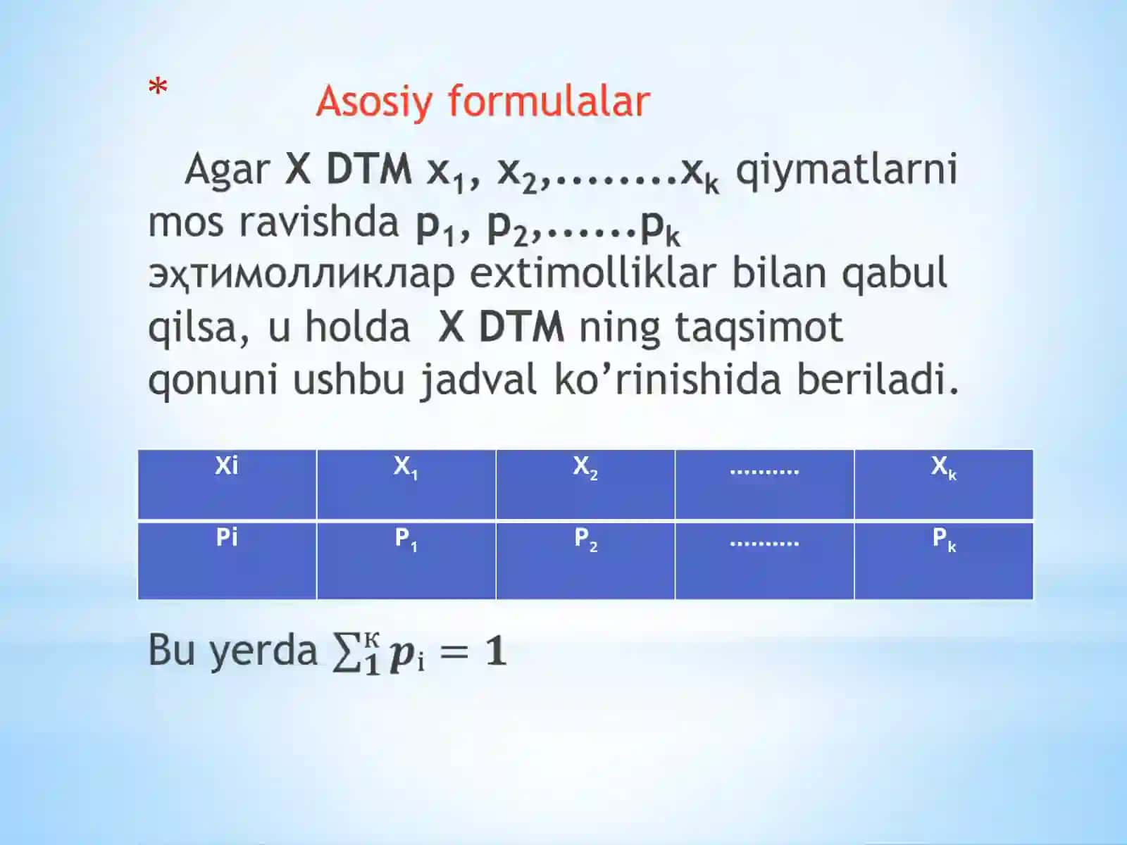 Diskret tasodifiy miqdorning taqsimot qonuni 2