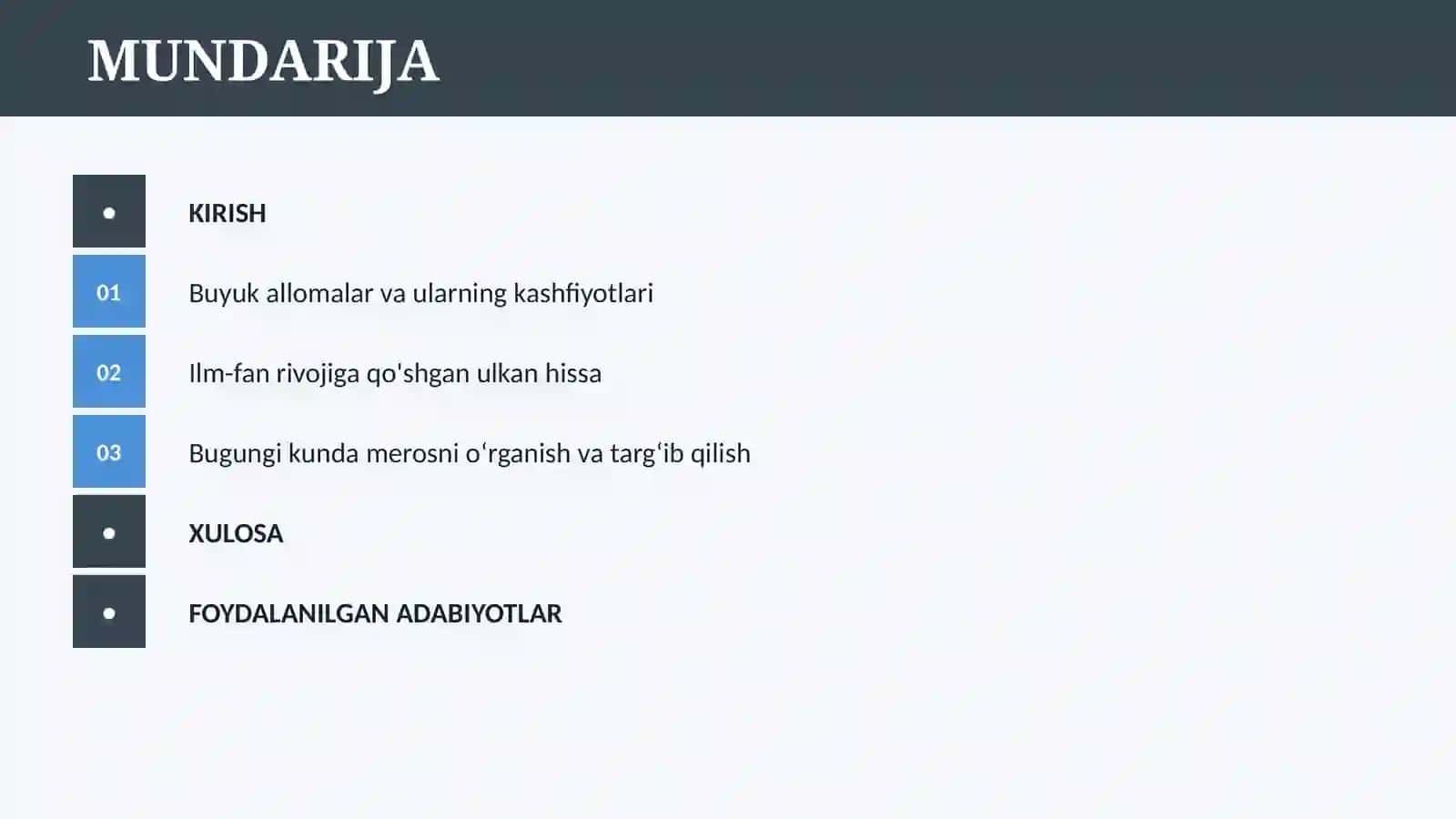 O’ZBEK ALLOMALARINING JAHON SIVILIZASIYASIGA QO'SHGAN HISSASI 2