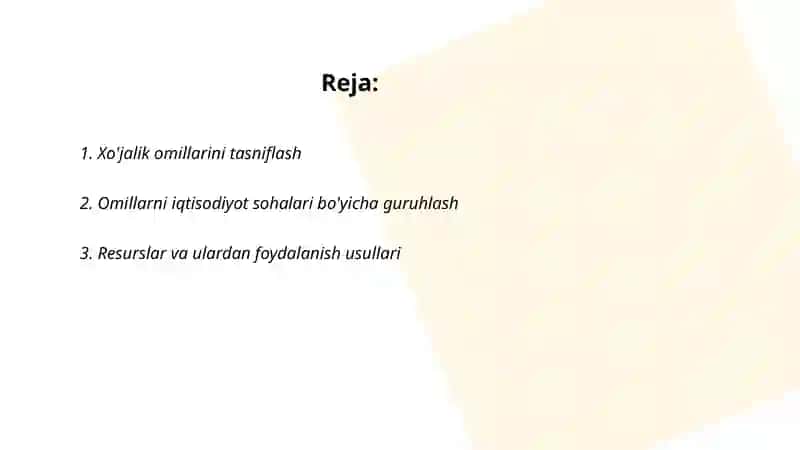 Xo'jalik Omillarini Guruhlash Usullari 2