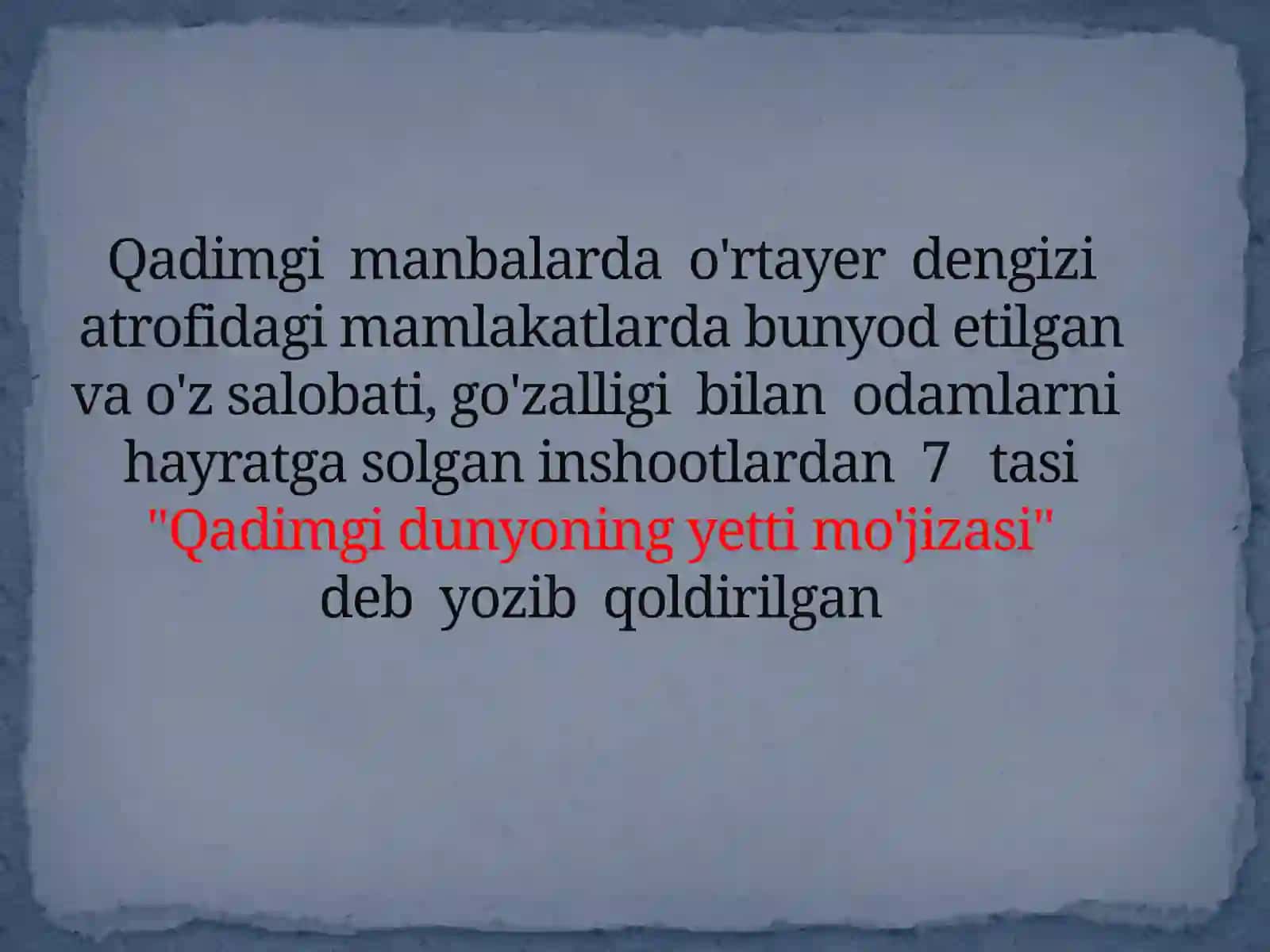 Qadimgi dunyoning yetti mo'jizasi 2