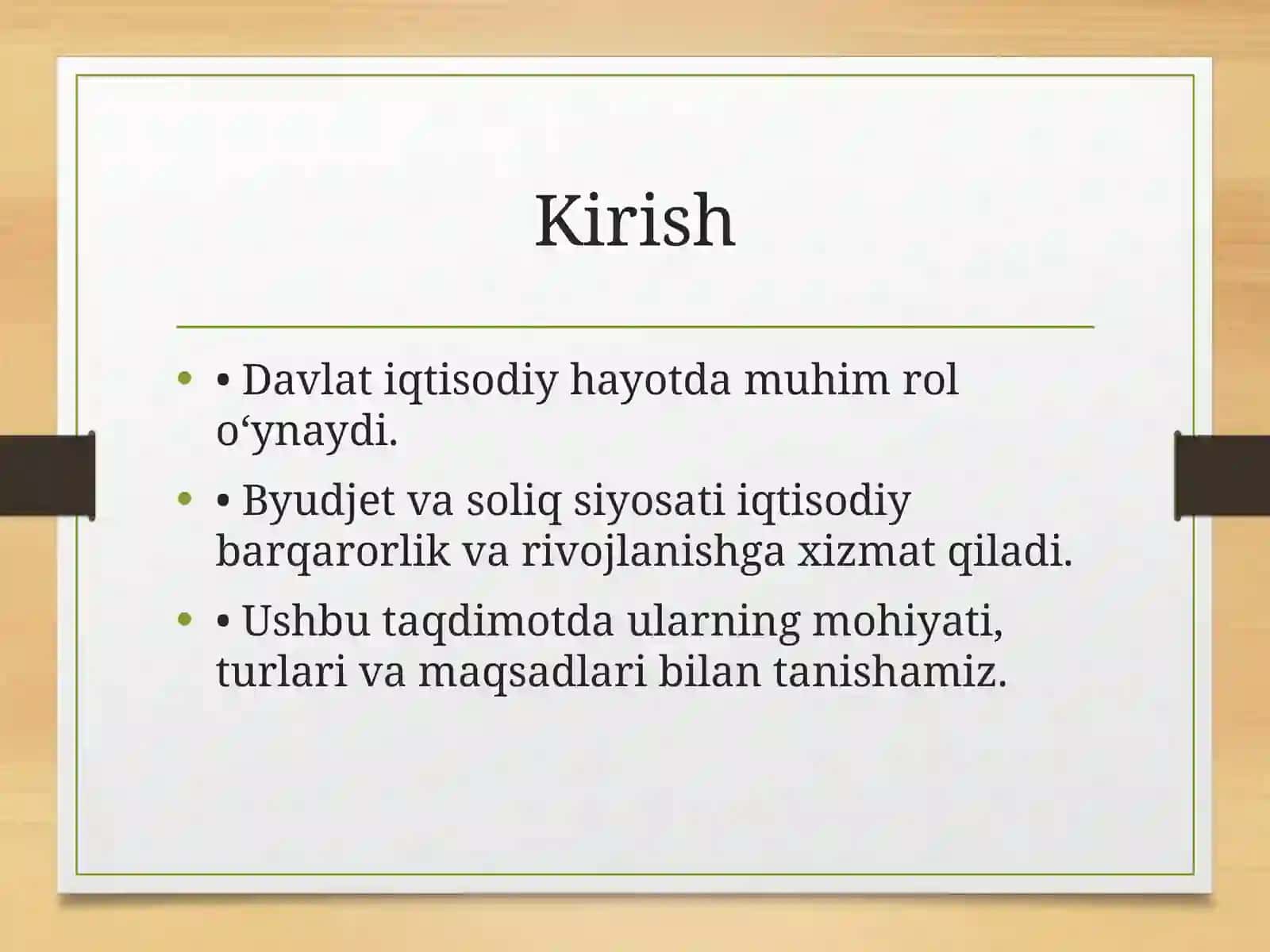Davlatning byudjet va soliq siyosati 2