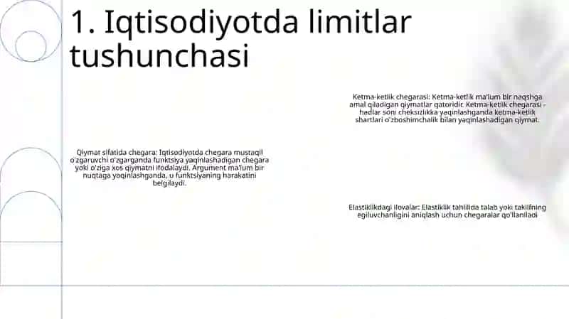 Limitlarning Iqtisodga Tatbiqi 2