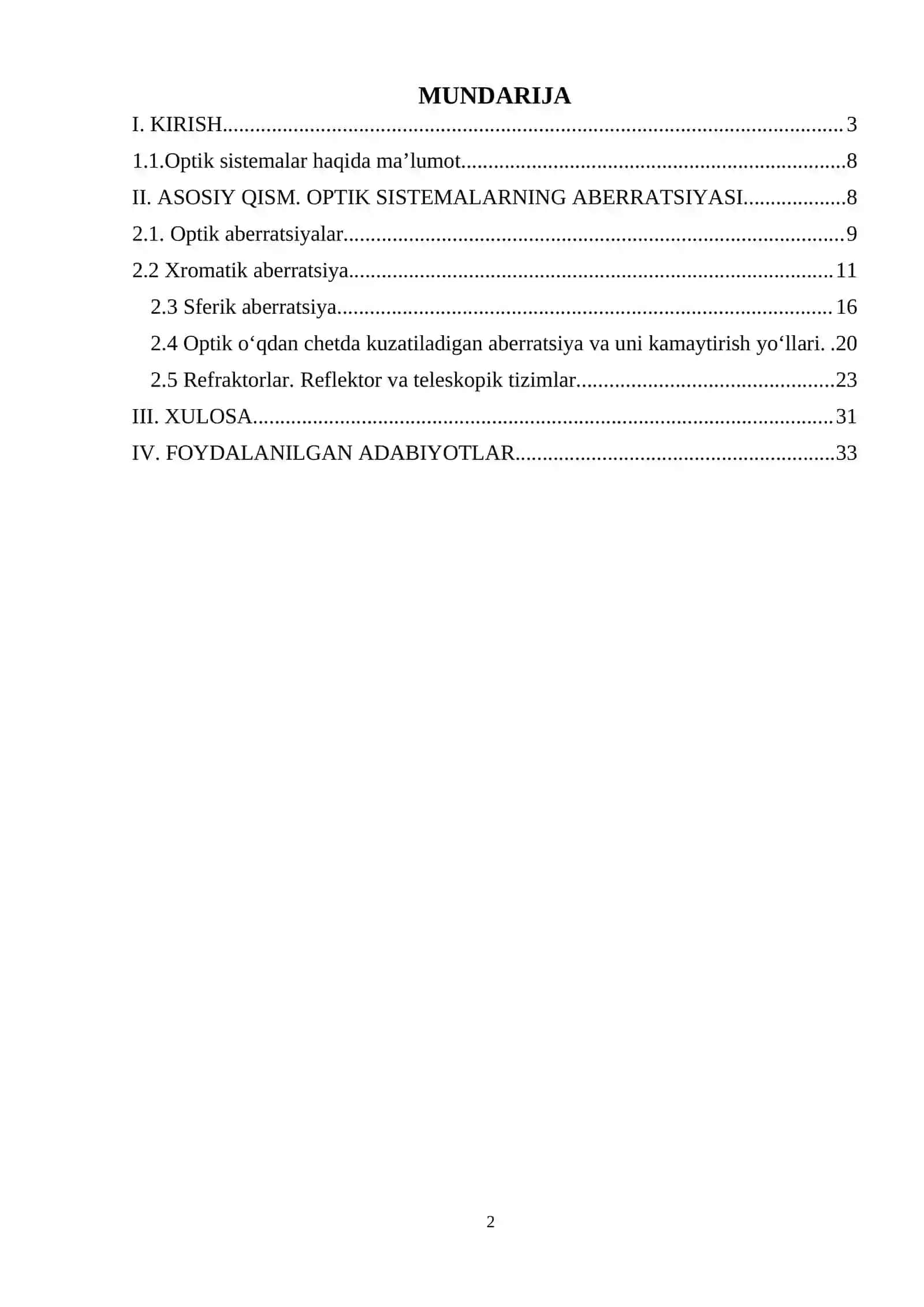 OPTIK SISTEMALARNING ABERRATSIYASI 2