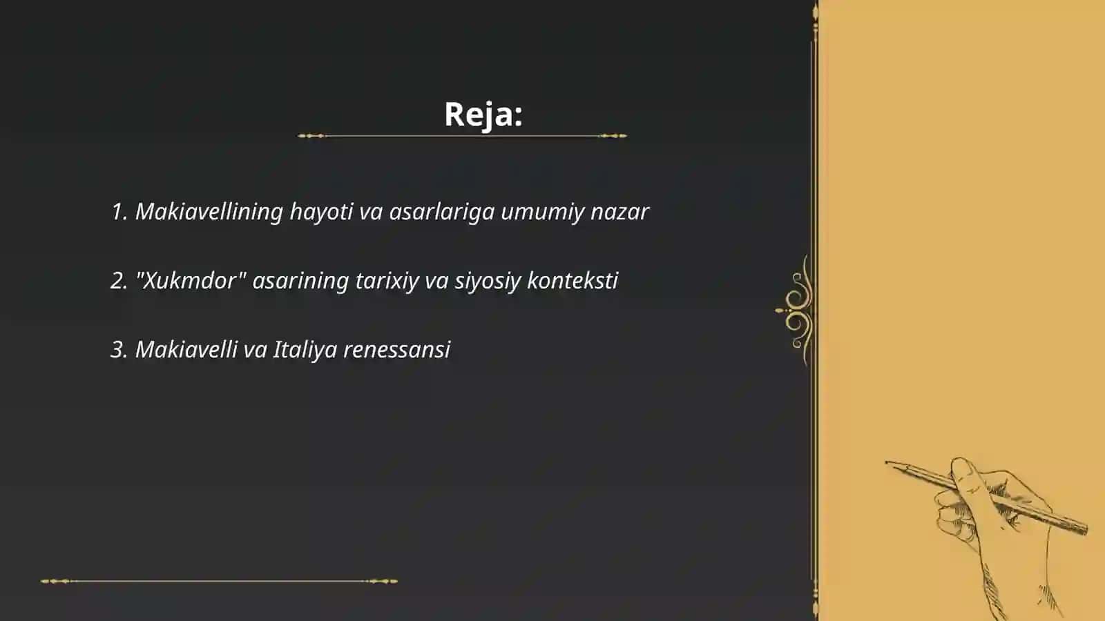 Makiavellining "Xukmdor" asari boʻyicha taqdimot 2
