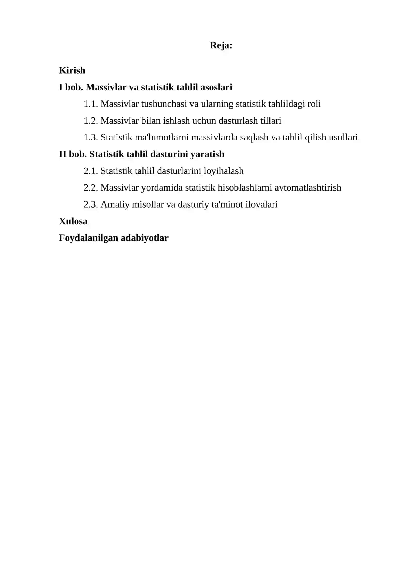 Massivlar Yordamida Statistik Tahlil Dasturi 2