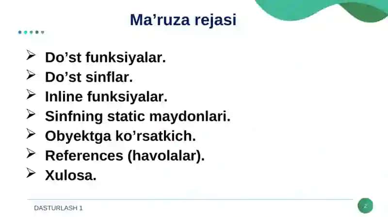 DO‘ST FUNKSIYA VA DO’ST SINFLAR 2