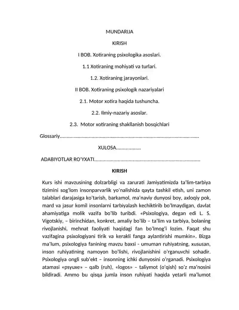 XOTIRANING MOTOR NAZARIYASI 2