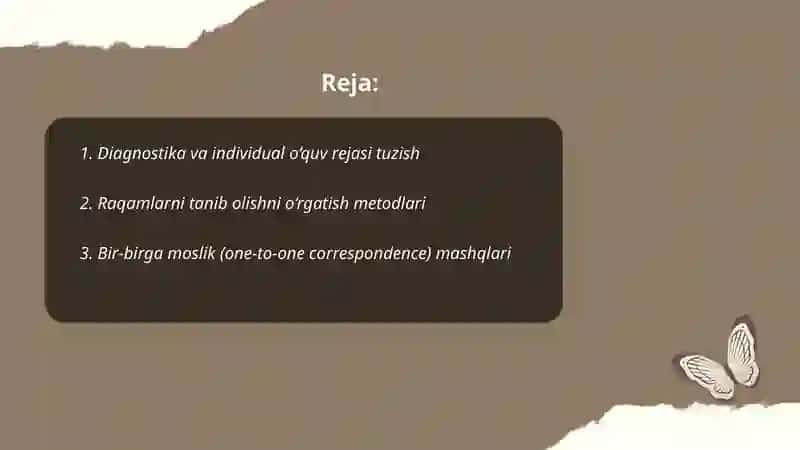 Aqli zaif bolalarni son sanoqqa o’rgatish 2