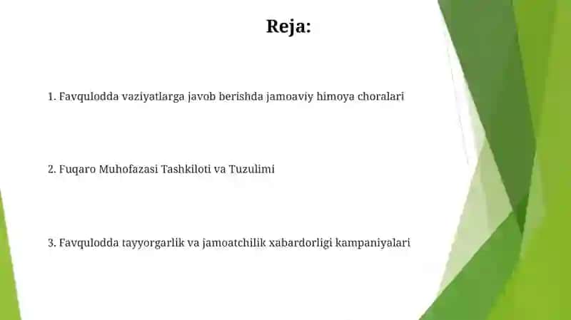 Favqulodda vaziyatlarga javob berish choralari 2