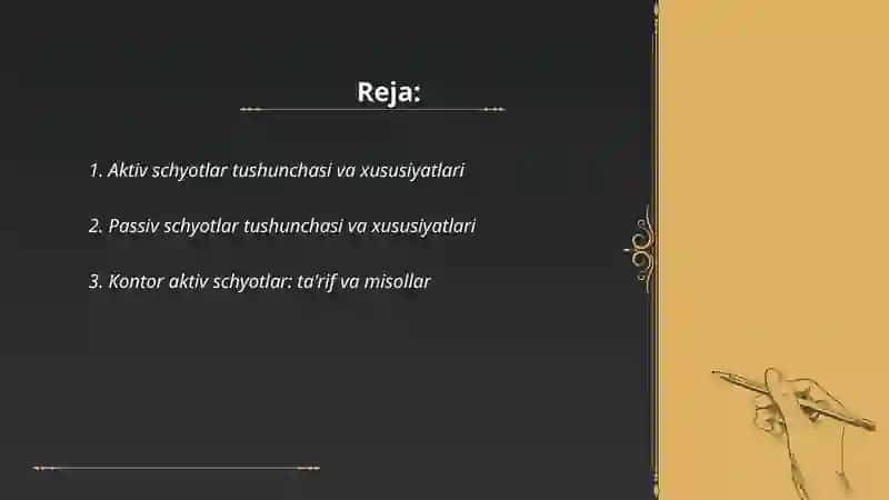 Aktiv passiv schyotlar 2