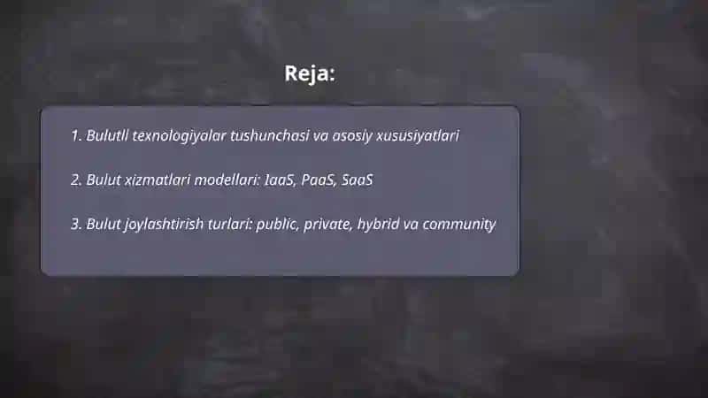 Bulutli texnologiyalar va ularning turlari 2