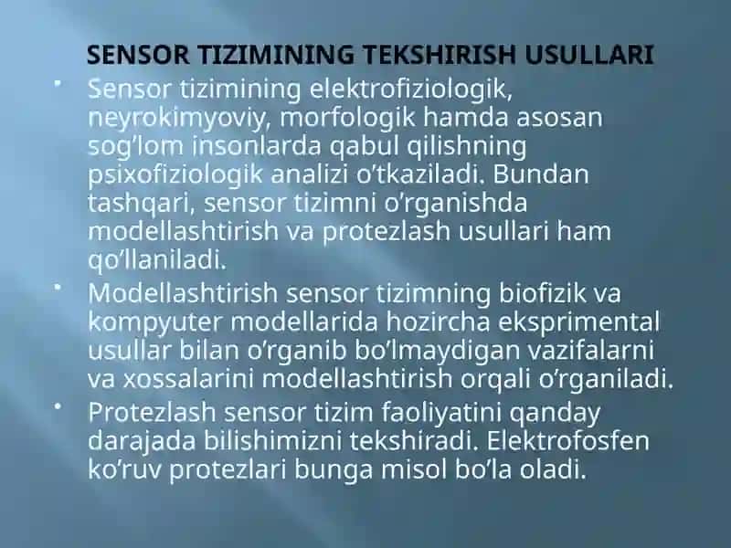 Sensor Tizimining Tekshirish Usullari 2
