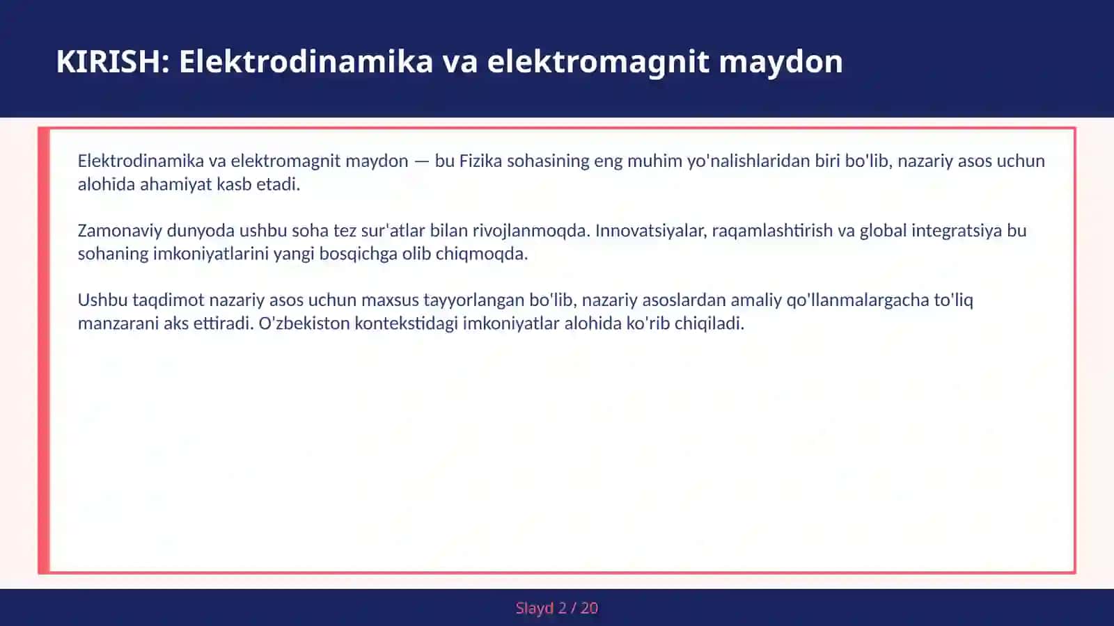 Elektrodinamika va elektromagnit maydon 2