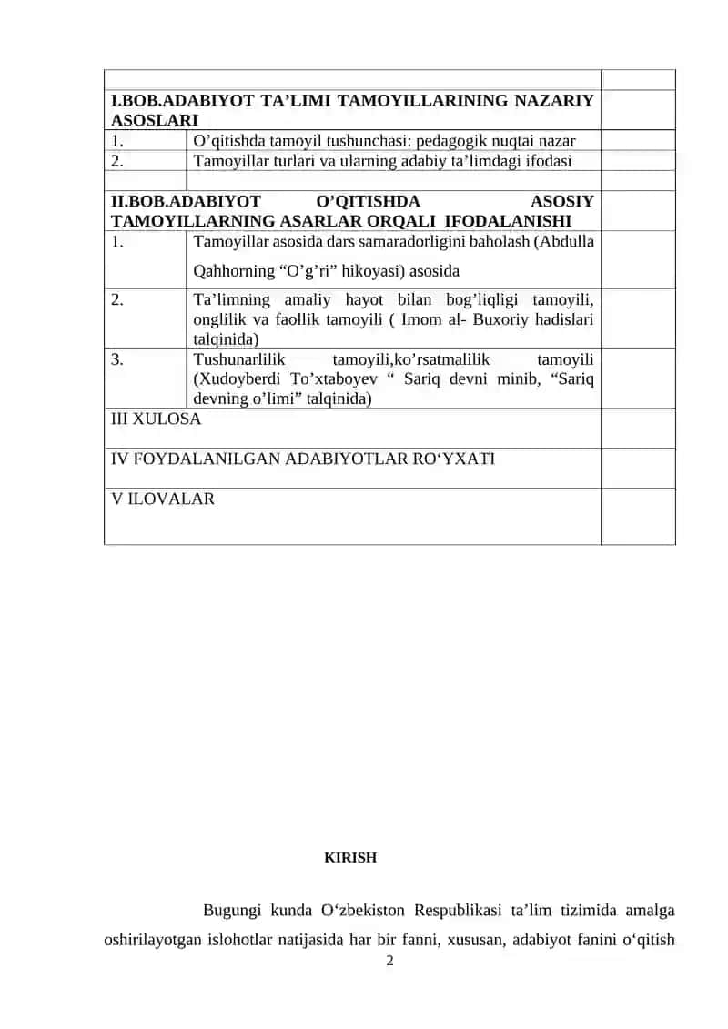 Adabiyot o‘qitish metodikasi 2