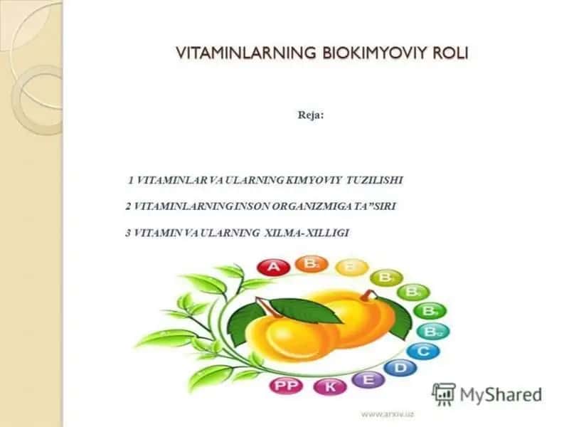 Vitaminlarning biokimyoviy roli 2
