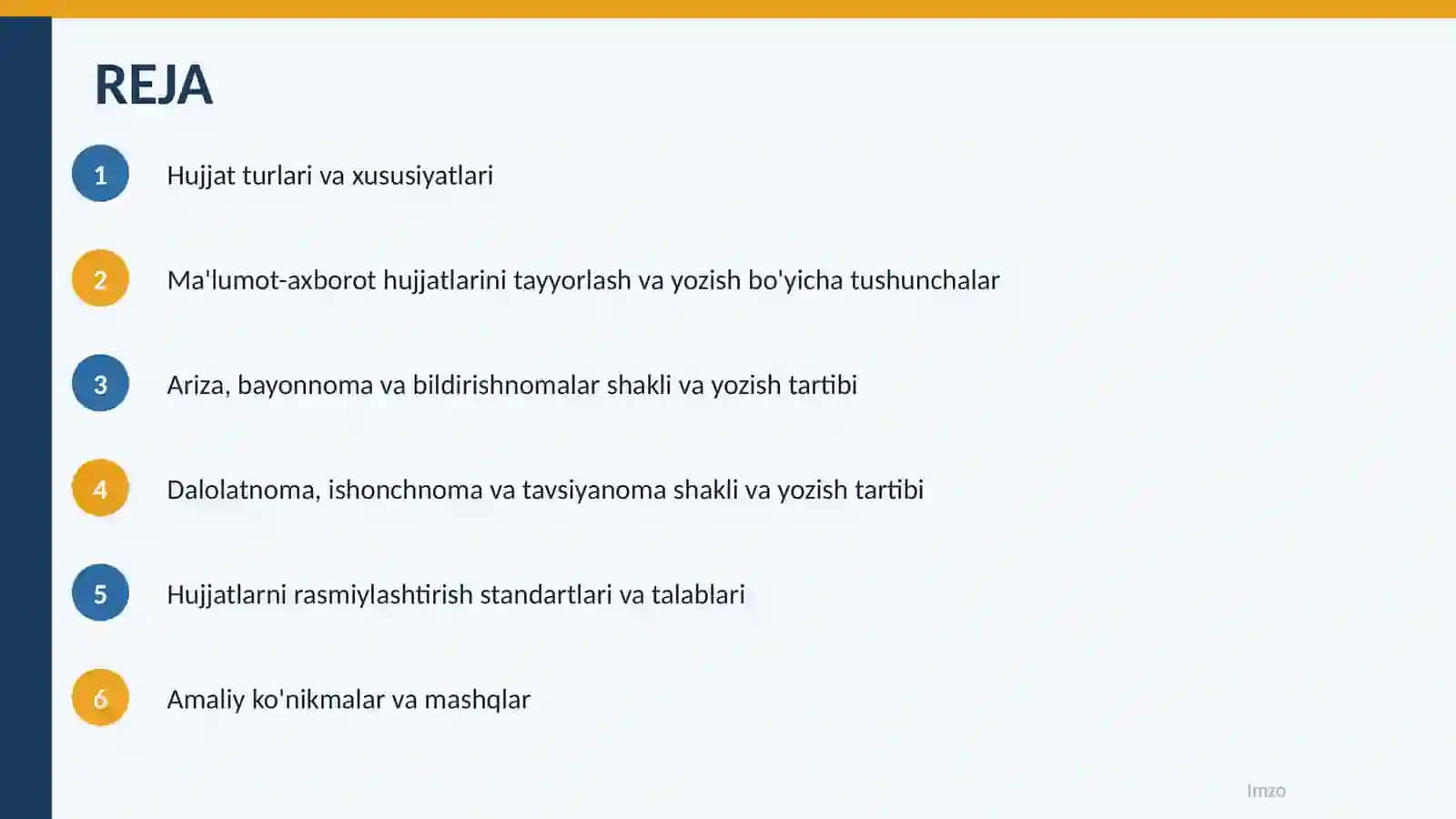 Ma'lumot-axborot hujjatlari tayyorlash va yozish 2