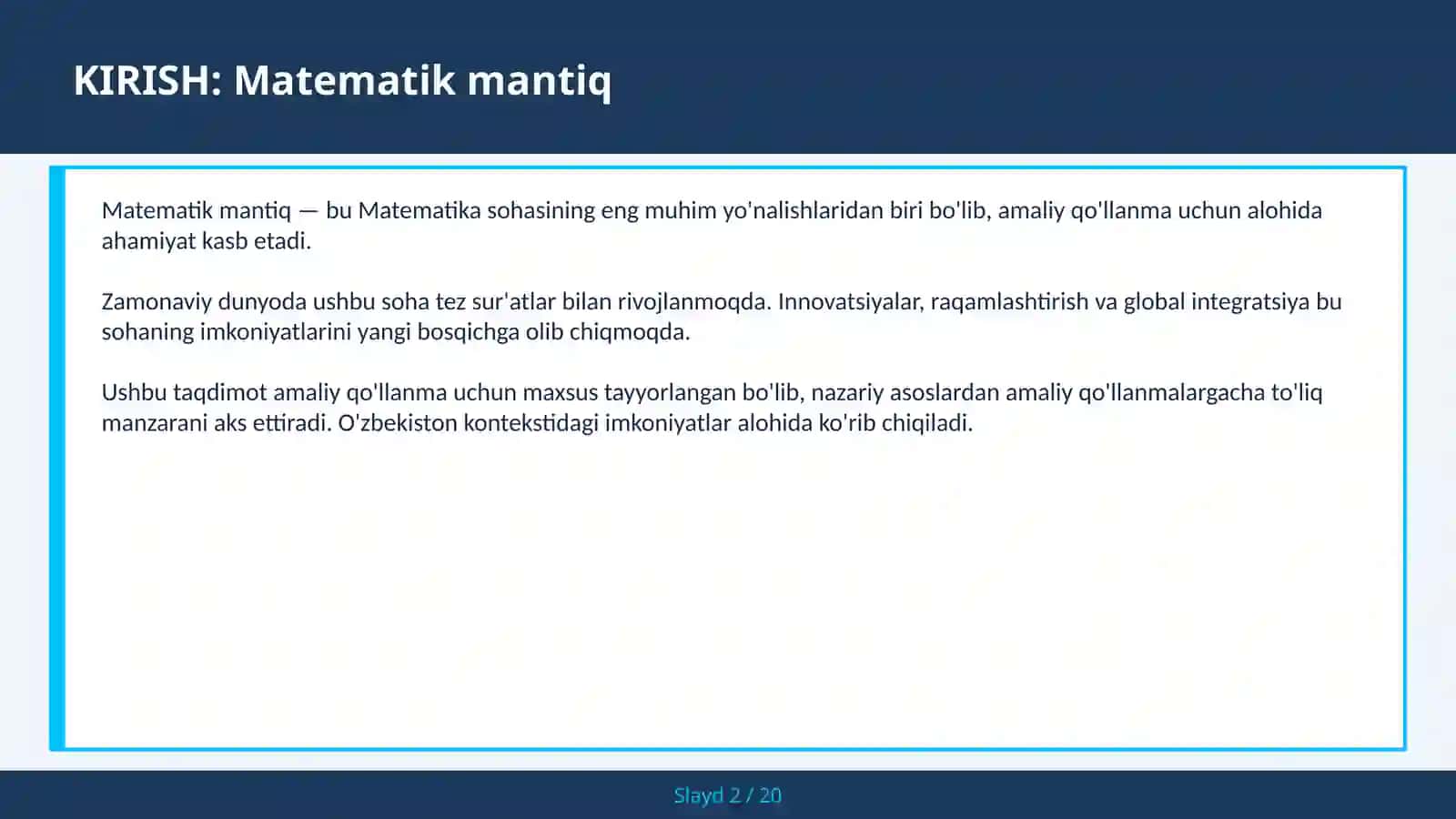 Matematik mantiq Predikatlar — amaliy qo'llanma 2