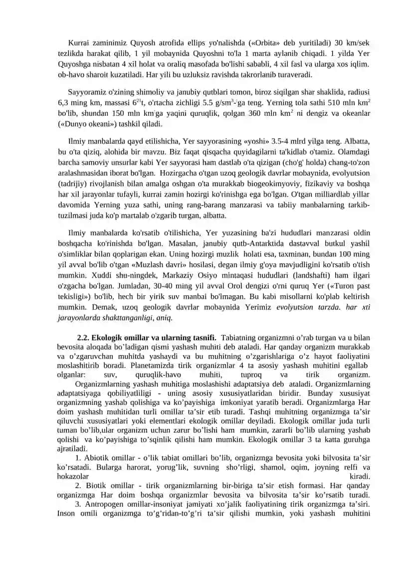 Ekologik omillar va ularning tasnifi 2
