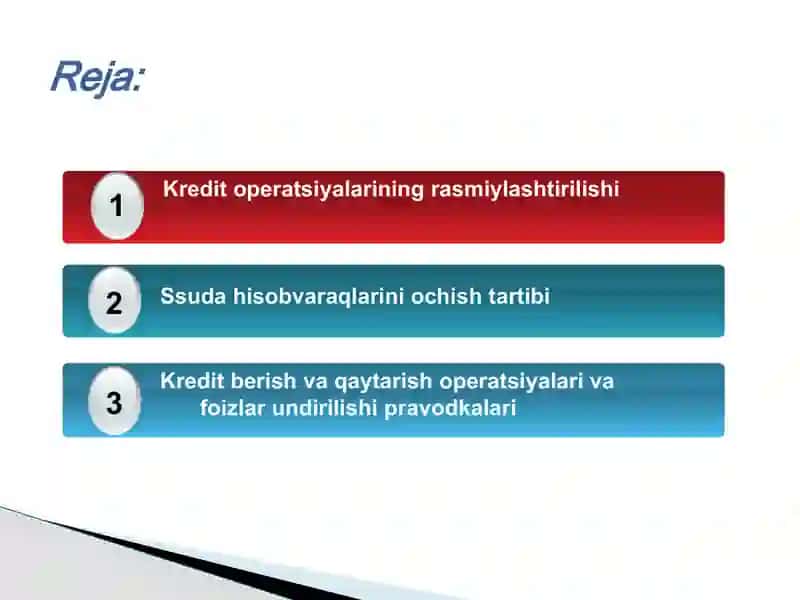 Kredit operatsiyalari hisobi 2