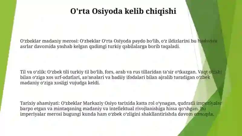 O'Zbek Xalqning Shakllanishi 2