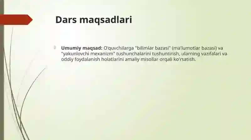 Bilimlar bazasi va yakunlovchi mexanizm 2