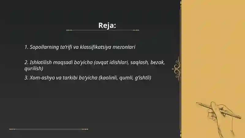 Sopollarni klassifikatsiya qilish 2
