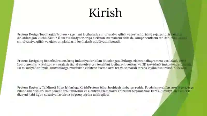 Proteus Dasturiy TaʼMinoti Bilan Ishlash 2