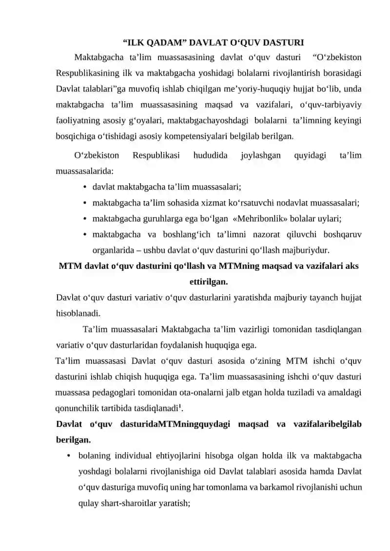 MAKTABGACHA TA’LIMNING ASOSIY VA QO’SHIMCHA DASTURLARI 2