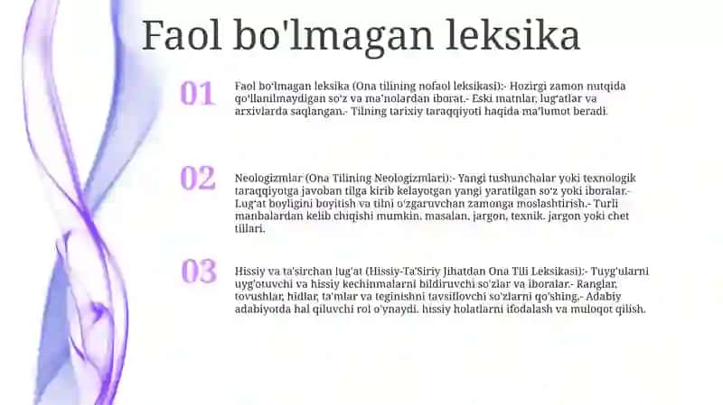 Ona Tilining Nofaol Leksikasi, Neologizmlar 2