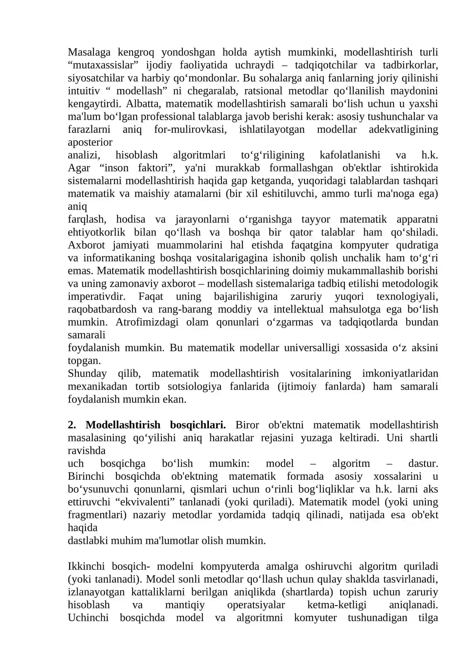 Model va modellashtirish tushunchalari 2