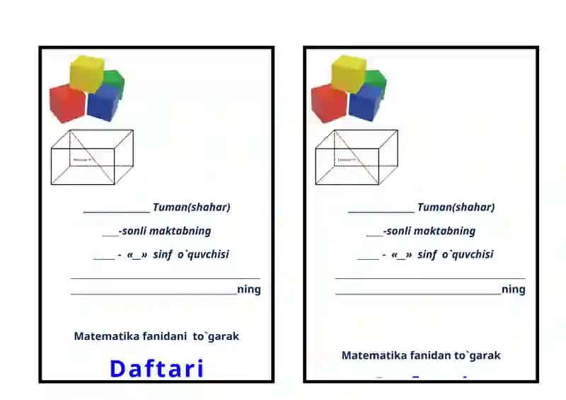 Matematika fanidan to`garak Daftari jildi 2
