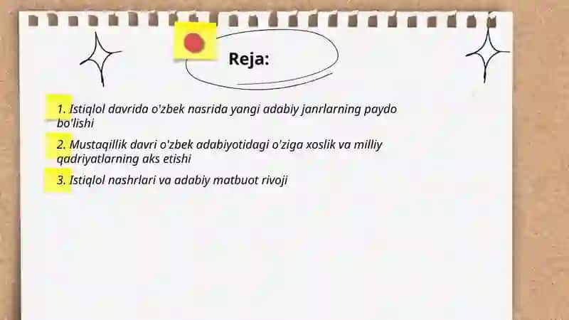 Istiqlol davri o'zbek nasridagi yangilanishlar 2