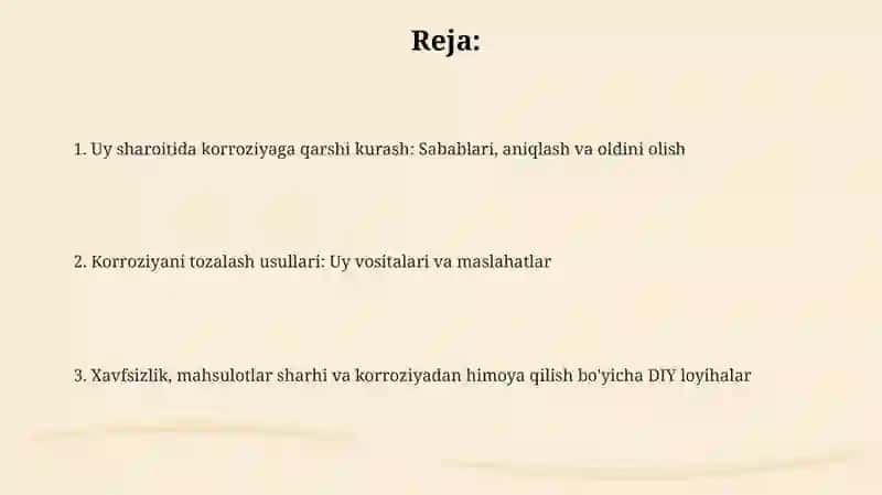 Uyda korroziyani yoʻqotish usuli 2
